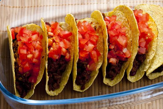 tacos with tomatoes and minced meat