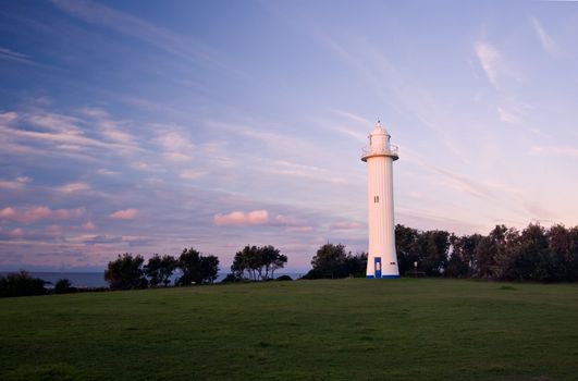 the lighthouse at yamba, nsw at sunset