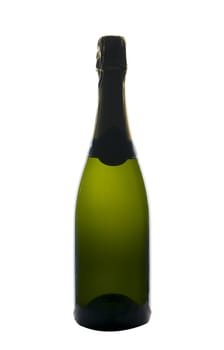 single bottle of champagne wine isolated on withe background