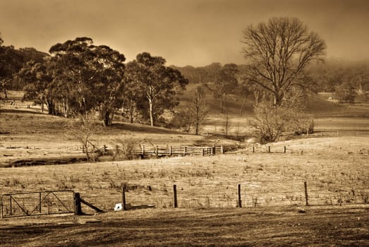 beautiful landscape image of farmland fields