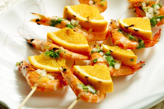 prawn skewers with orange