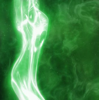 excellent abstract art image depicting  glowing female body green