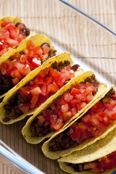 tacos with tomatoes and minced meat