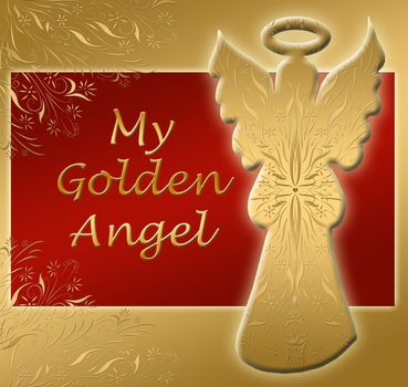 beautiful red and gold image and text for a golden angel 