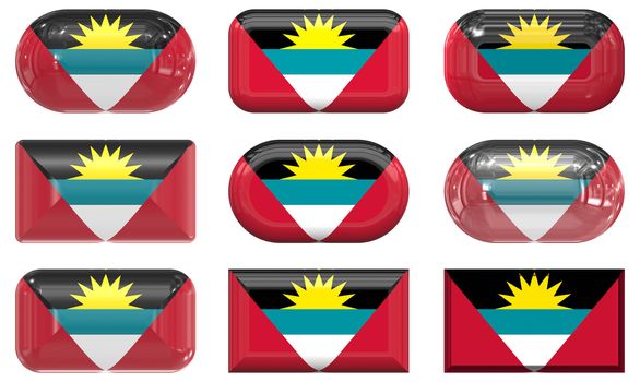 nine glass buttons of the Flag of antigua barbuda