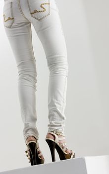 detail of woman wearing summer shoes