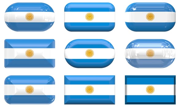 nine glass buttons of the Flag of Argentina