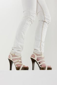 detail of woman wearing summer shoes