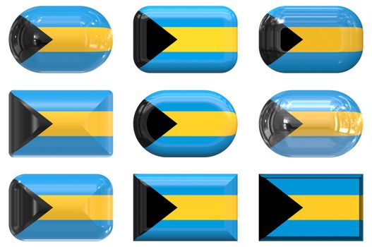 nine glass buttons of the Flag of Bahamas