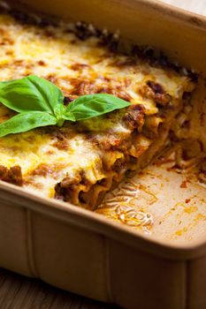 lasagne with tomato sauce and minced meat
