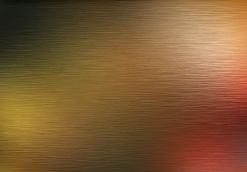 large sheet of brushed gold metal texture reflecting colored lights