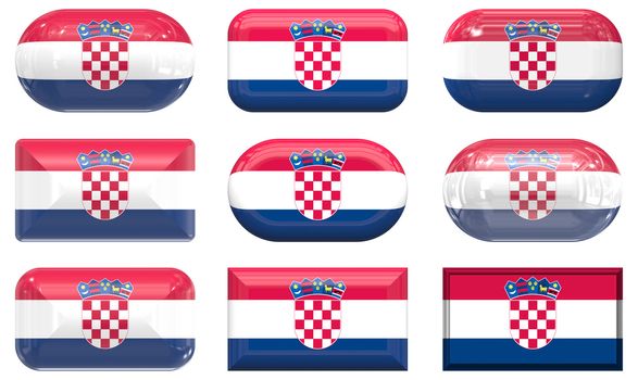 nine glass buttons of the Flag of Croatia