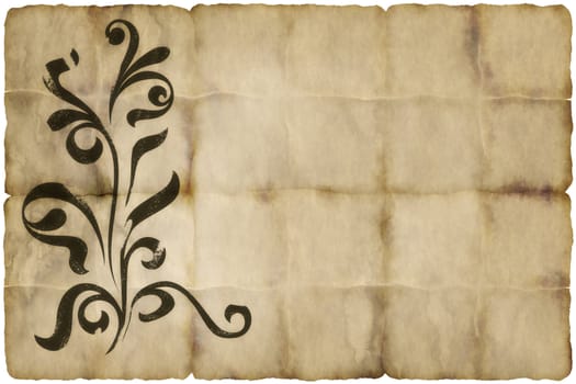 background image of old paper or parchment with tall floral design