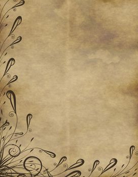 great large background of parchment paper with floral design