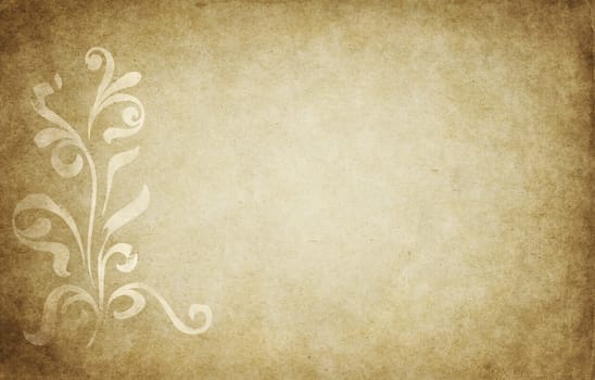 great old parchment paper with floral design