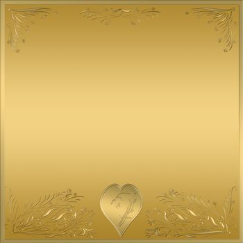 beautiful gold floral frame with love heart