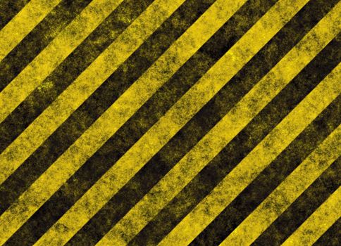 old grungy yellow hazard stripes on black road 