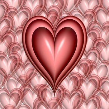 big pink heart on top of lots of little pink hearts background