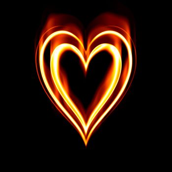 heart on fire to symbolise burning passion and love