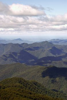 section of the view looking at the distant mountains (world heritage area) at point lookout 