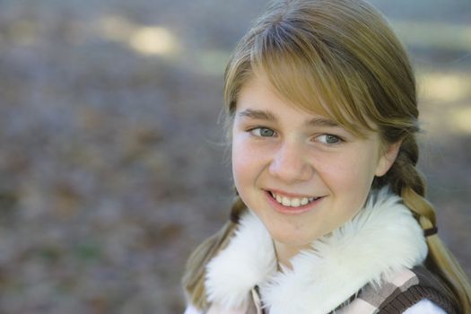 Portrait of a Cute Tween Girl Outdoors