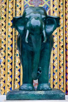 Elephant sculpture in Buddhist temple, Thailand