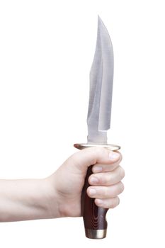 hand with a knife isolated over a withe background