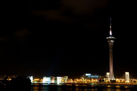 The evening of Macau Tower Convention and Entertainment Center