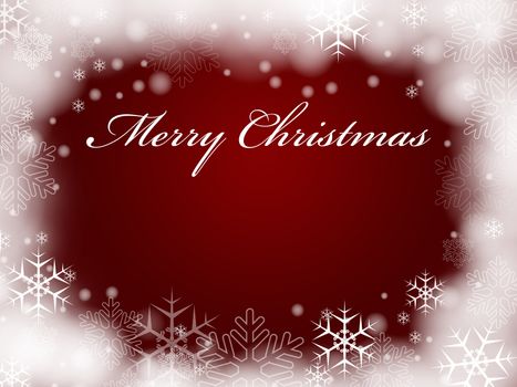 red background with snowflakes and text - Merry Christmas