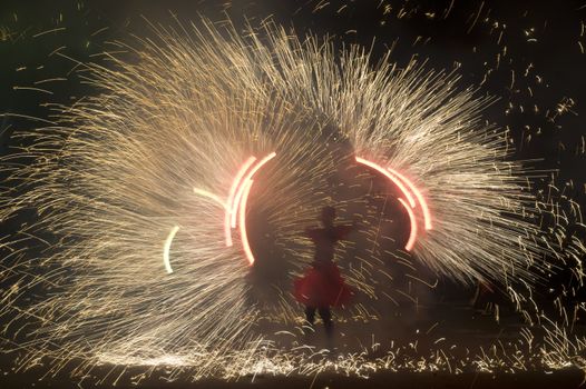 fire show in China