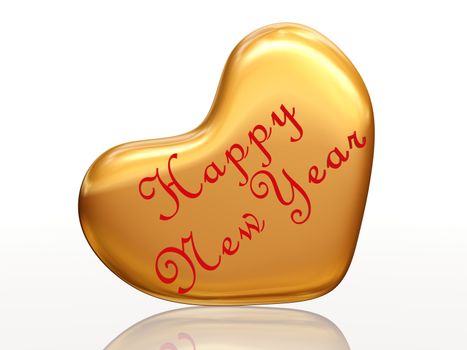 3d golden heart with text Happy New Year inside