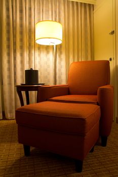 Armchair in a corner of hotel room