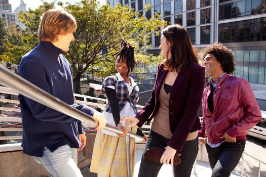 A candid of a group of friends in the city