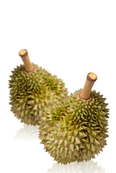 Group of Durians on white background