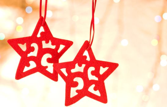 Christmas decorative star over blurred background