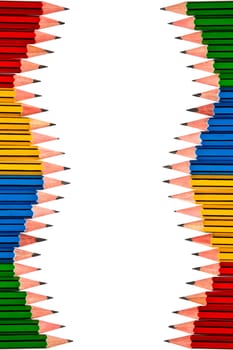 Pencils Red Yellow Blue and Green on White Background