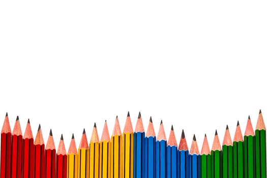 Pencils Red Yellow Blue and Green on White Background