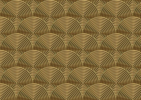 large abstract image of shiny golden discs or coins