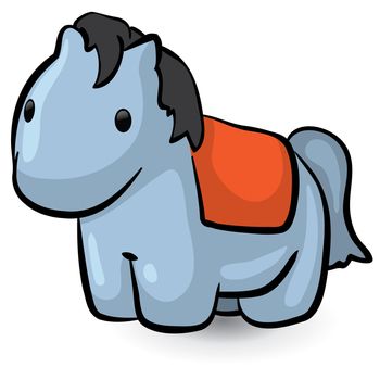 A cute little blue horse.