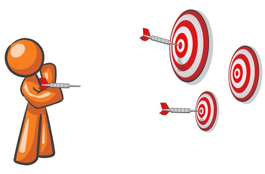 A design mascot aiming for multiple targets. Marketing concept.
