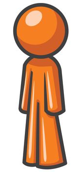 Design mascot standing up sideways.