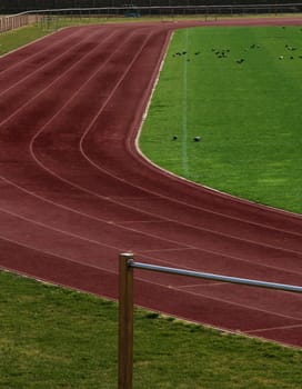 track and field perspective on a stadium

