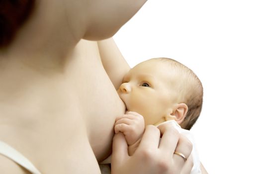 Woman feed our baby by breast