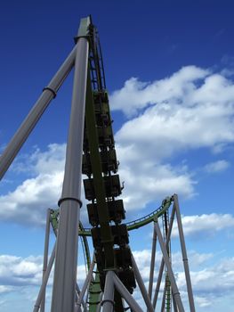 Structure of roller coaster ride viewed from below