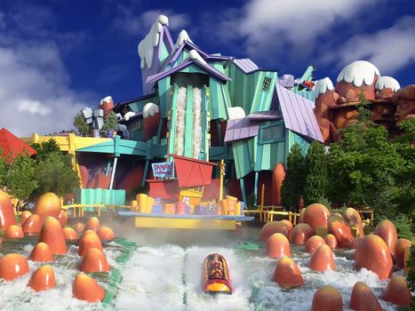 Water, splashes and fun at a theme park