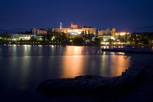 Porec at night with reflection