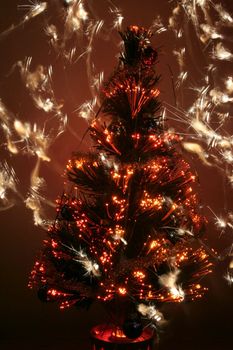 Christmas tree with lights and spark lights