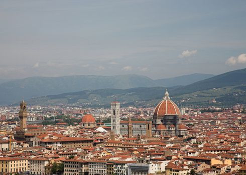 Florence cityscape viewed from the surrounding hills.