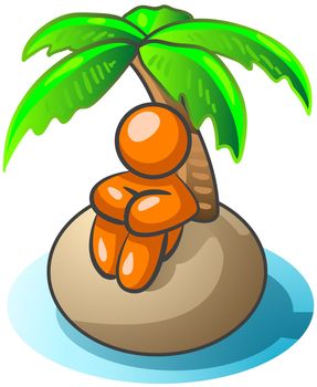 An orange man on an island taking a vacation, or perhaps standed!