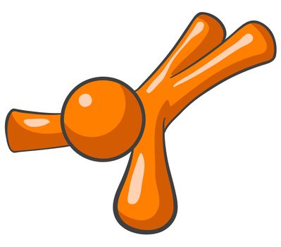 A vector illustration of an orange man tripped and lying on his back or face...its hard to tell.